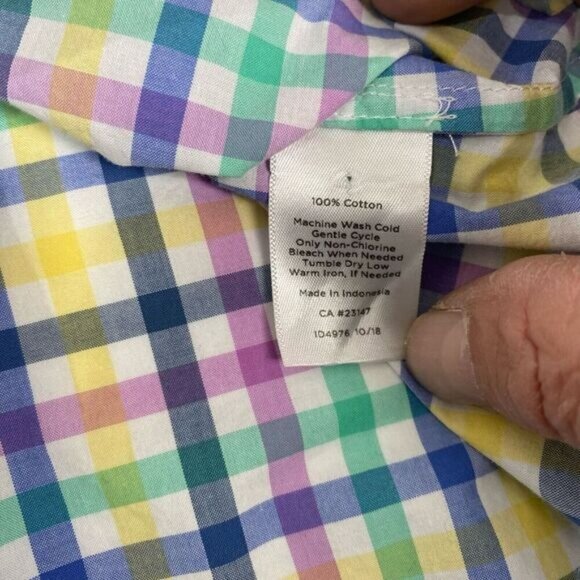 Talbots button down shirt Women's long sleeve pastel check top size XL Cotton - Picture 5 of 6